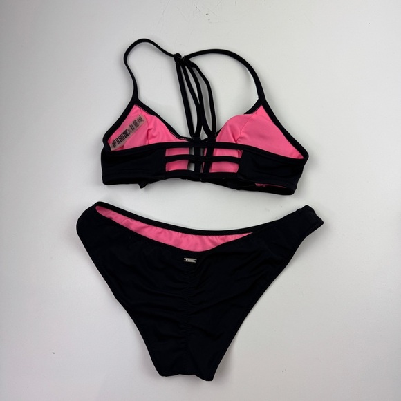 Victoria's Secret Pink 2 Piece Black Cut Out Bikini Size XS - Picture 3 of 10